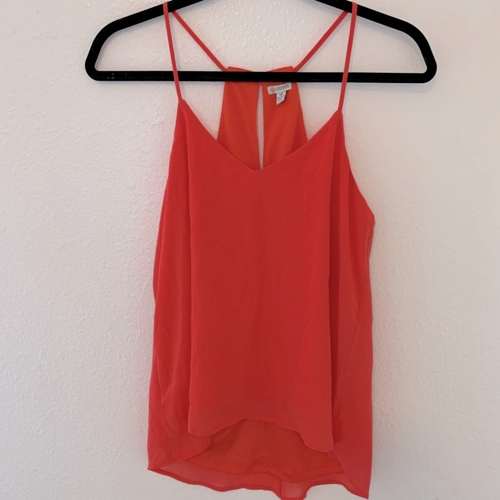 Guess coral chiffon racerback tank